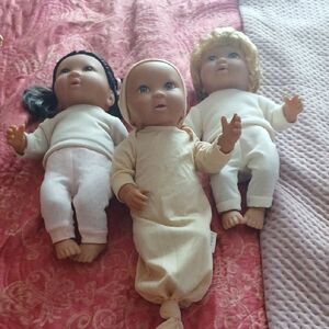 Adorable Trio of Baby Dolls - Cream, White, and Tan